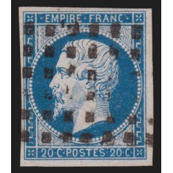 n°14A, 20c bleu, Type I, oblitéré GROS POINTS CARRÉS - TB