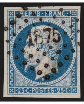 n°10, Présidence, 25c bleu, oblitéré PC 1875 MAREUIL-SUR-BELLE - TB