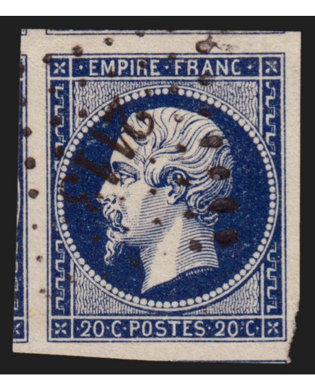 n°14Aa, 20c bleu-foncé, oblitéré PC 2113 Montluçon - SUPERBE