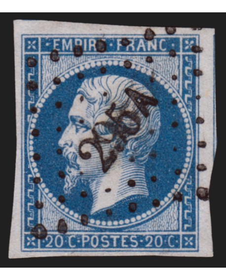 n°14B, 20c bleu, Type II, oblitéré PC 295A BAYONNE-SAINT-ESPRIT indice 15 - TTB