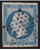 n°15, Napoléon non-dentelé, 25c bleu, oblitéré étoile de Paris - TB