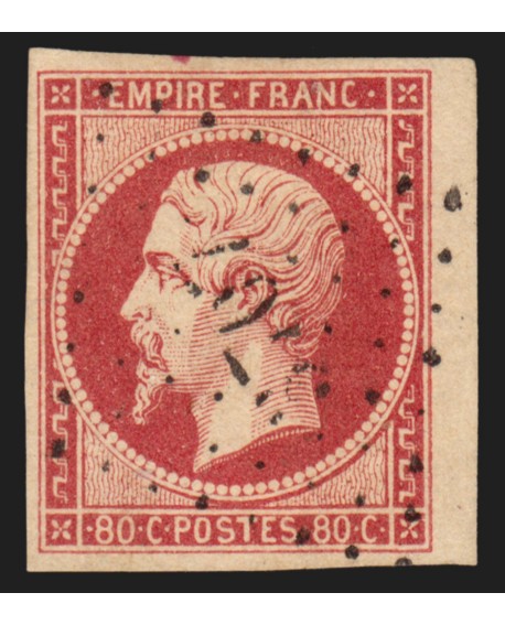 n°17A, bord de feuille, 80c carmin-clair, oblitéré PC 3707 CONSTANTINOPLE - TB