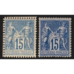 n°90, en 2 nuances bien distinctes, Sage 15c bleu, neufs ** sans charnière - TB