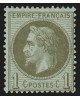 n°25, Napoléon Lauré 1c vert-bronze, neuf * légère trace de charnière - TB