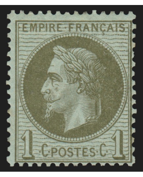 n°25, Napoléon Lauré 1c vert-bronze, neuf * légère trace de charnière - TB