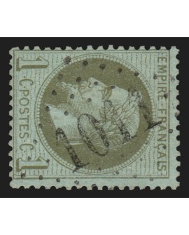 n°25, Napoléon Lauré 1c vert-bronze, oblitéré GC 1011 CHEVILLY Loiret - TB