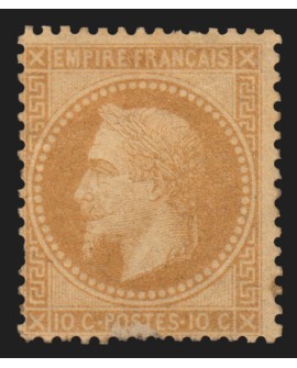 n°28B, Napoléon Lauré, 10c bistre, Type II, neuf * trace de charnière - défaut