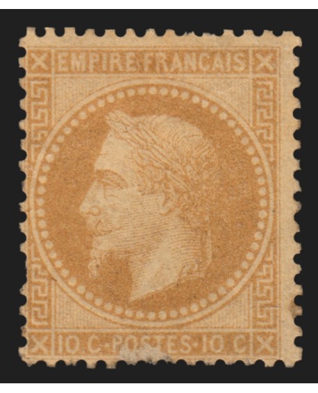 n°28B, Napoléon Lauré, 10c bistre, Type II, neuf * trace de charnière - défaut