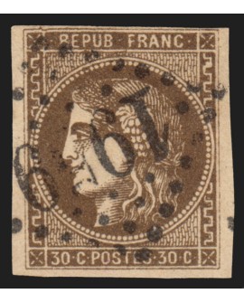 n°47d, Cérès Bordeaux, 30c brun-foncé, oblitéré GC 1959 LAON Aisne - TB