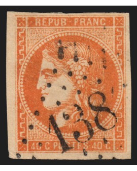 n°48, Cérès Bordeaux, 40c orange, oblitéré GC 138 ARCES indice 9 - TB D'ASPECT