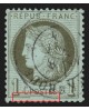 n°50b, variété "trait inférieur du cadre brisé", Cérès 1c vert-olive - TB