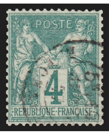 n°63, Sage 4c vert, Type I (N sous B), oblitéré - TB