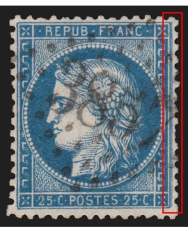 n°60A, variété "cadre doublé", Cérès 25c bleu, Type I, oblitéré - TB