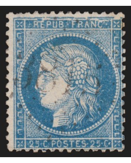 n°60A, variété "grande cassure", Cérès 25c bleu, Type I, oblitéré - TB