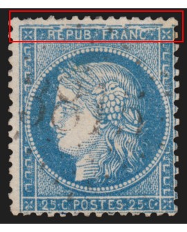 n°60A, variété "grande cassure", Cérès 25c bleu, Type I, oblitéré - TB