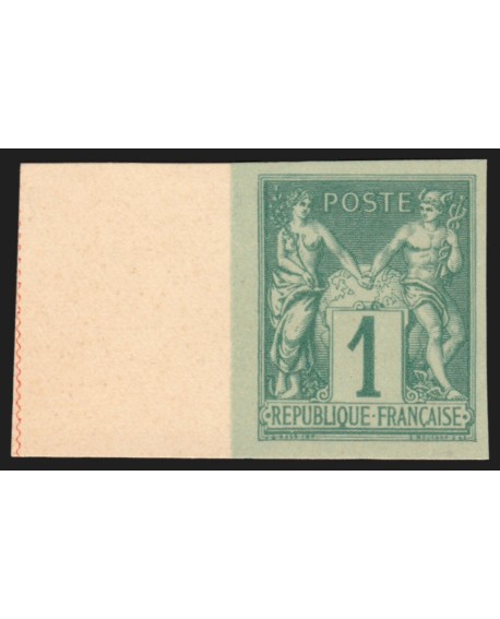 n°61c, Granet, non-dentelé, papier bristol, Sage 1c vert-sur-vert, neuf (*)