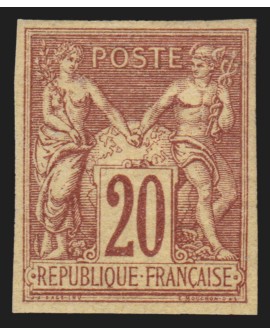 n°67b, émission des Régents, Sage 20c brun-lilas sur paille, Type II, neuf * TB