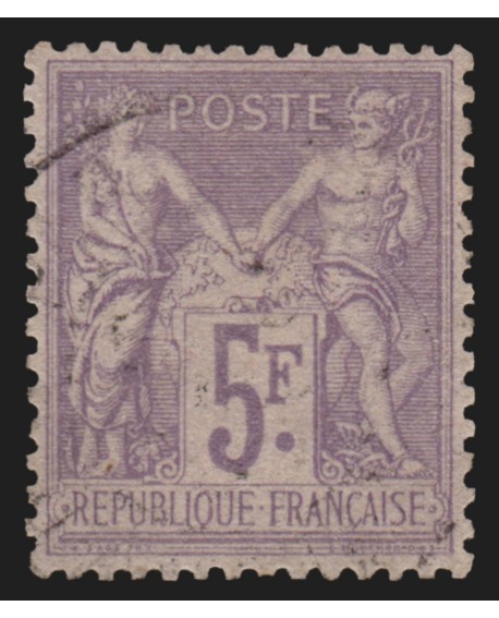 n°95, Sage 5fr violet sur lilas, oblitération très légère - SUPERBE