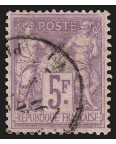 n°95, Sage 5fr violet sur lilas, oblitéré - TB