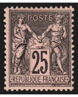 n°97, Sage 25c noir sur rose, neuf * avec trace de charnière - TB