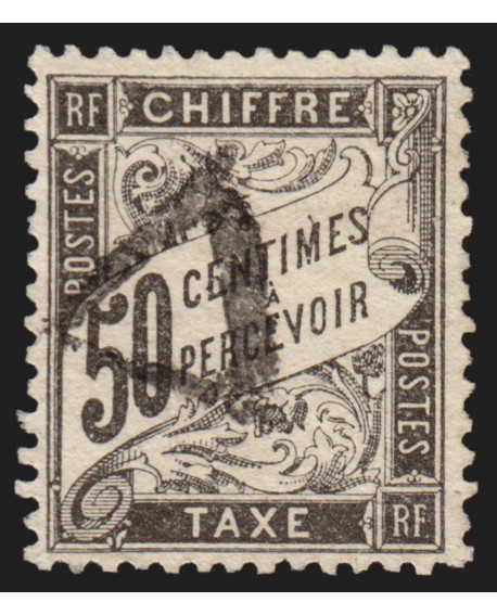 Timbres-Taxe n°20, Duval 50c noir, 1882, oblitéré triangle - TB D'ASPECT