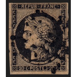 n°3, Cérès 1849, 20c noir sur jaune, oblitéré étoile de Paris - TB D'ASPECT