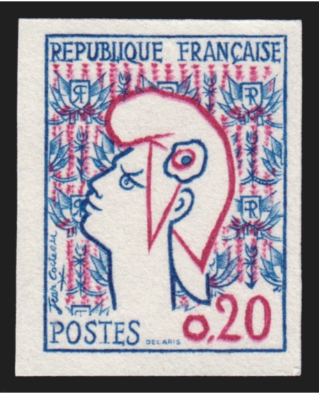 n°1282b non-dentelé, Marianne de Cocteau 1961, neuf ** sans charnière - TB