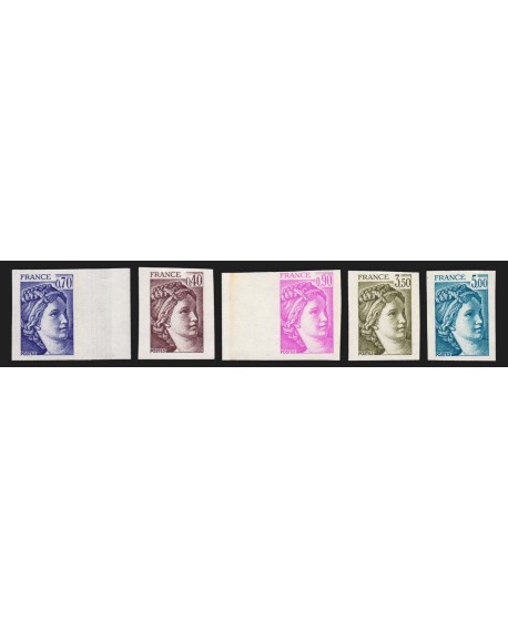 Sabine 1977-1981, Lot de 5 valeurs non-dentelés, neufs ** sans charnière - TB