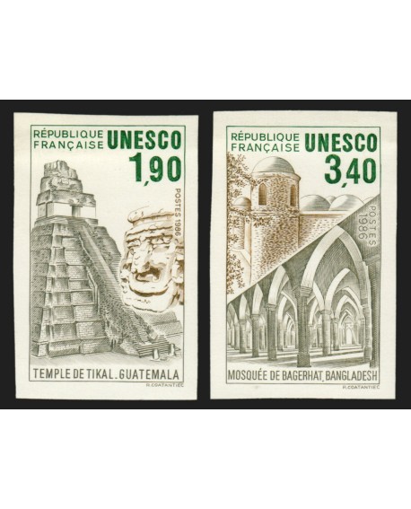 Timbres de Service n°91/92 non-dentelés, UNESCO 1986, neufs ** sans charnière