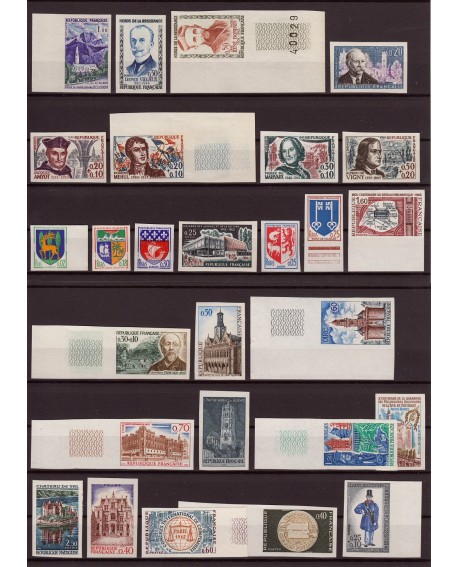 France 1960/1968 Collection de non-dentelés, neufs ** sans charnière COTE 594€