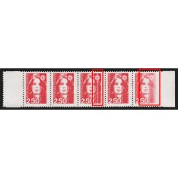 n°2715 double variété "impression défectueuse", Marianne de Briat - SUPERBE