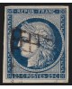 n°4, Cérès 1850, 25c bleu, oblitéré grille noire - TB