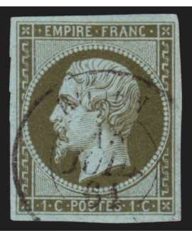 n°11, Napoléon non-dentelé, 1c olive, oblitéré càd - TB