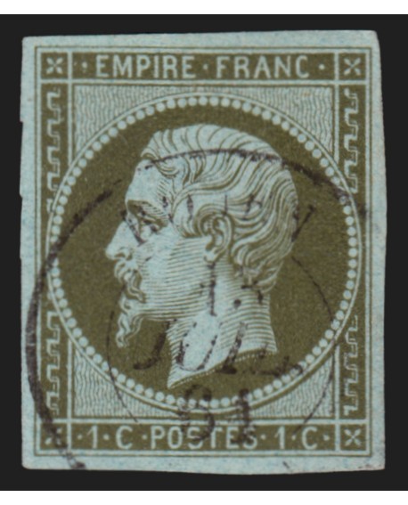 n°11, Napoléon non-dentelé, 1c olive, oblitéré càd - TB