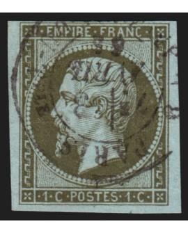 n°11, Napoléon non-dentelé, 1c olive, oblitéré càd Paris - TB