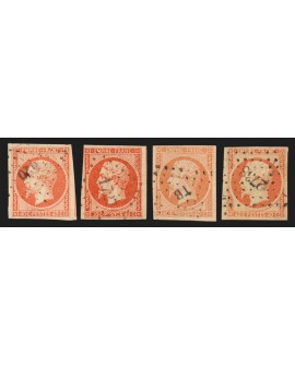 n°16, en 4 nuances de couleurs, Napoléon non-dentelé 40c orange - TB