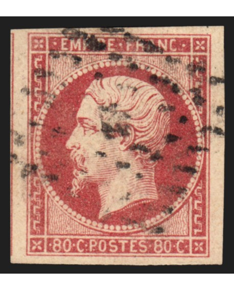 n°17A, Napoléon non-dentelé, 80c carmin, oblitéré - TB