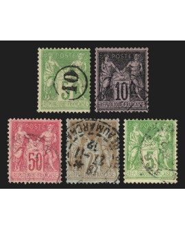 n°102/106, Sage 1898, série complète, oblitérés - TB 1er choix