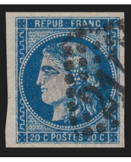 n°46B, Cérès Bordeaux, 20c bleu, Type III Report 2, oblitéré - SUPERBE