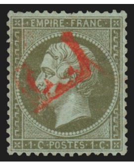 n°19, Napoléon 1c vert-olive, oblitéré cachet PD rouge