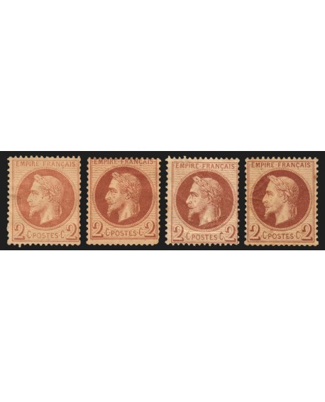 n°26, en 4 nuances de couleurs, Napoléon Lauré 2c rouge-brun, neuf *