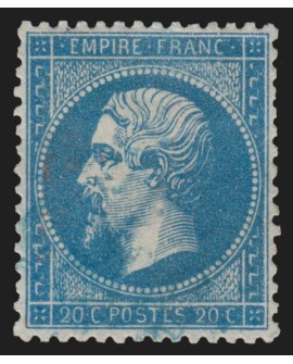 n°22, Napoléon 20c bleu, oblitération BLEUE - TB