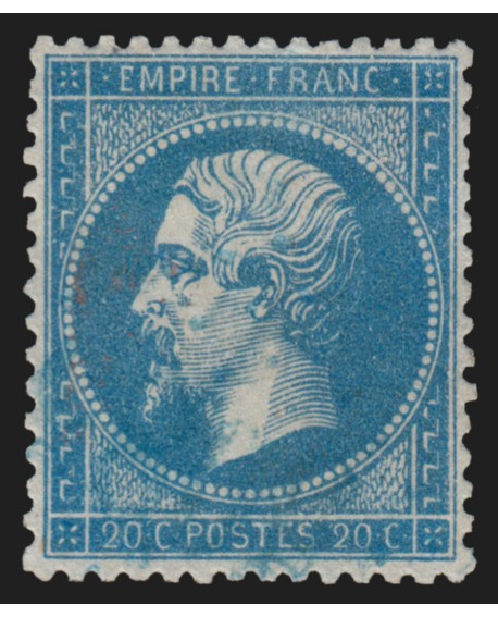 n°22, Napoléon 20c bleu, oblitération BLEUE - TB