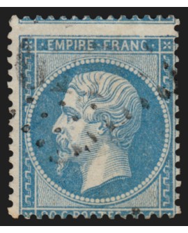 n°22, variété de piquage très décalé (à cheval), Napoléon 20c bleu - TB