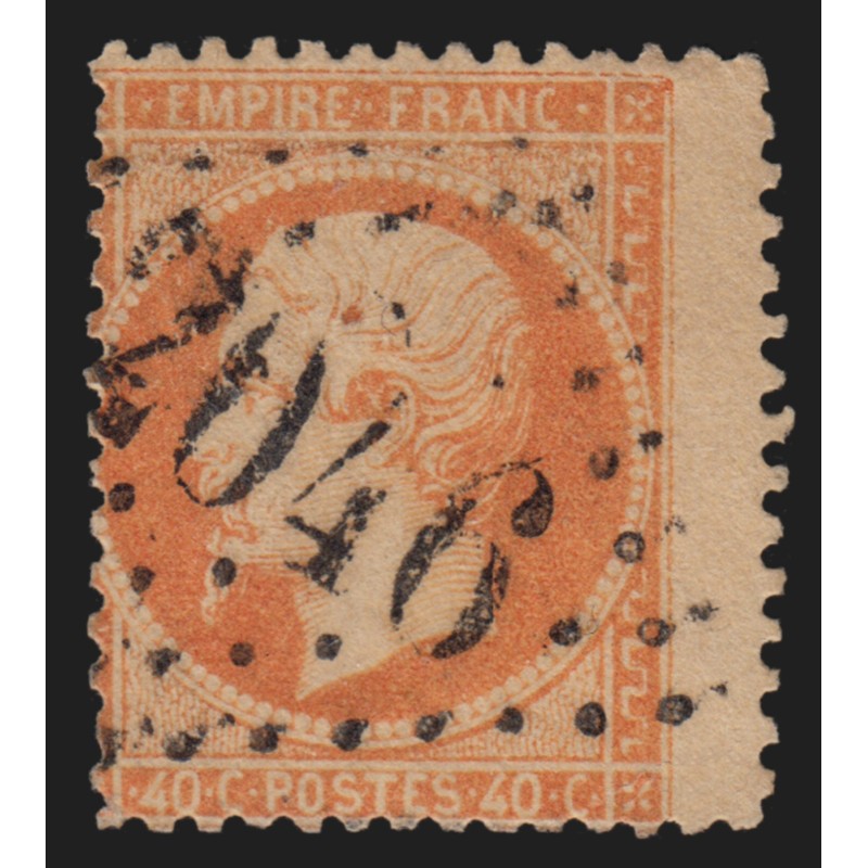 n°23, variété "piquage fortement décalé", Napoléon 40c orange, oblitéré - TB