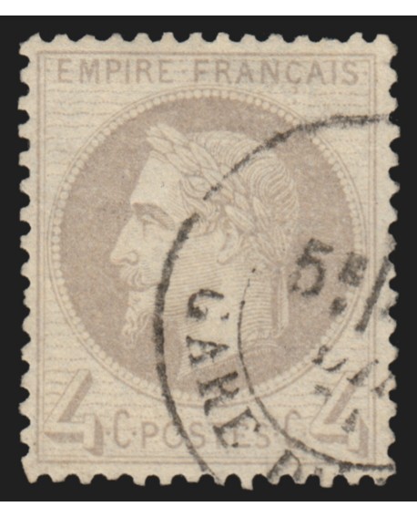 n°27B, Napoléon Lauré 4c gris, Type II, oblitéré cachet de gare - TB