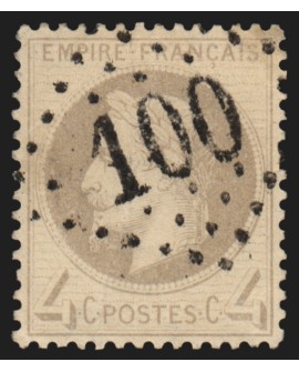 n°27B, Napoléon Lauré 4c gris, oblitéré losange GC 100 ANGERVILLE - TB D'ASPECT