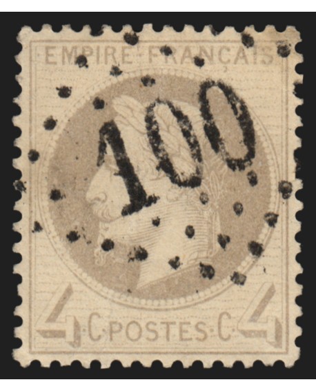 n°27B, Napoléon Lauré 4c gris, oblitéré losange GC 100 ANGERVILLE - TB D'ASPECT