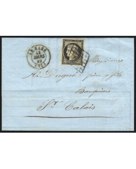 n°3, Cérès 20c noir, oblitéré Le Mans 1849 sur lettre pour Saint-Calais - TB