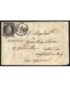 n°3, Cérès 20c noir, oblitéré Melun 1849 lettre pour Neufchatel-en-Braye - TB